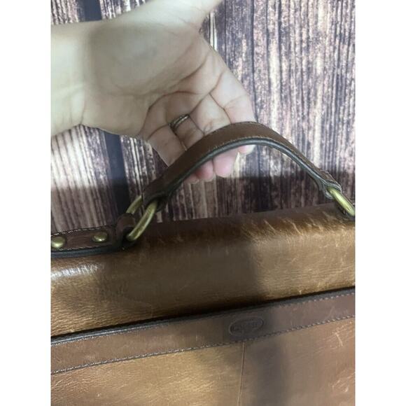 Real Leather Fossil Estate Portfolio Brief (Cognac) Briefcase/Attac - Picture 5 of 15